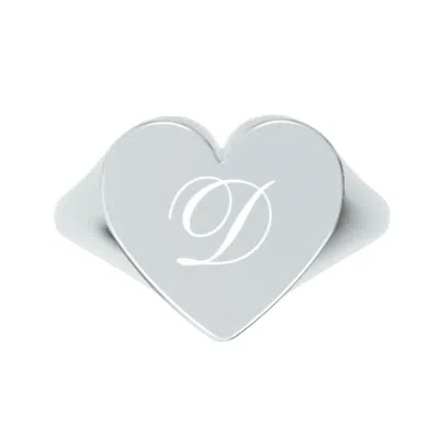 Unaloe Women's Custom Heart Shaped Chevalier Ring In Sterling Silver With -d- Initial