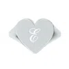 Unaloe Women's Custom Heart Shaped Chevalier Ring In Sterling Silver With -e- Initial