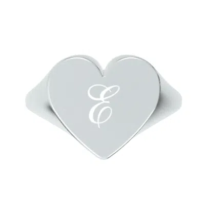 Unaloe Women's Custom Heart Shaped Chevalier Ring In Sterling Silver With -e- Initial