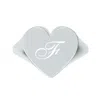 Unaloe Women's Custom Heart Shaped Chevalier Ring In Sterling Silver With -f- Initial