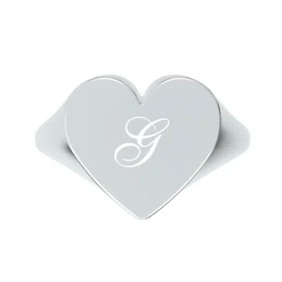 Unaloe Women's Custom Heart Shaped Chevalier Ring In Sterling Silver With -g- Initial