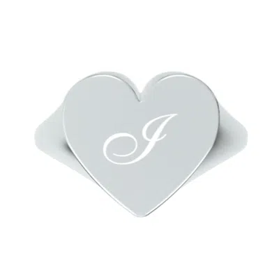 Unaloe Women's Custom Heart Shaped Chevalier Ring In Sterling Silver With -i- Initial