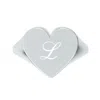 Unaloe Women's Custom Heart Shaped Chevalier Ring In Sterling Silver With -l- Initial