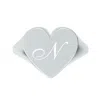 Unaloe Women's Custom Heart Shaped Chevalier Ring In Sterling Silver With -n- Initial