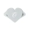 Unaloe Women's Custom Heart Shaped Chevalier Ring In Sterling Silver With -o- Initial