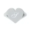 Unaloe Women's Custom Heart Shaped Chevalier Ring In Sterling Silver With -s- Initial