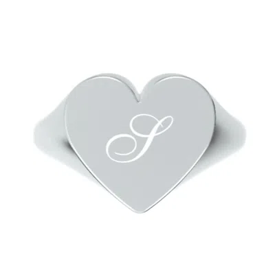Unaloe Women's Custom Heart Shaped Chevalier Ring In Sterling Silver With -s- Initial