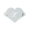 Unaloe Women's Custom Heart Shaped Chevalier Ring In Sterling Silver With -x- Initial
