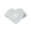 Unaloe Women's Custom Heart Shaped Chevalier Ring In Sterling Silver With -y- Initial