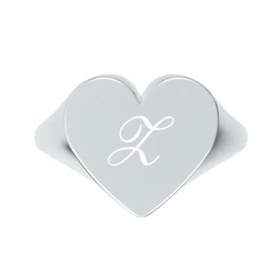 Unaloe Women's Custom Heart Shaped Chevalier Ring In Sterling Silver With -z- Initial
