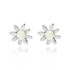Unaloe Women's Daisy Earrings In Silver With Pearl