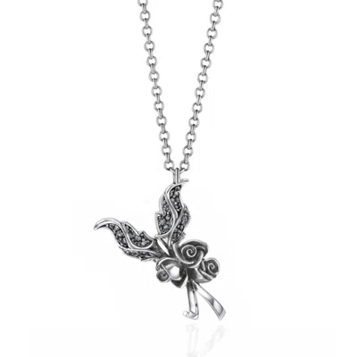 Unaloe Women's Demetra Necklace In Sterling Silver With Carved Roses And Leaves