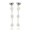Unaloe Women's Earrings With Intertwined Hearts And Pearls In Sterling Silver