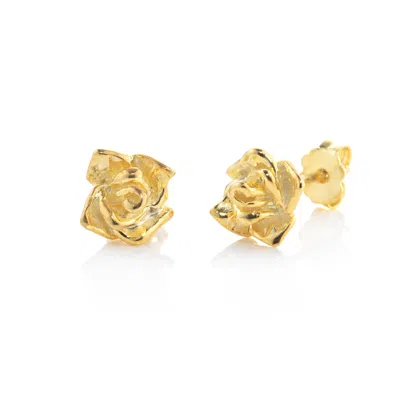 Unaloe Women's Eclipse Stud Earring With Rose In Vermeil Gold Plated Sterling Silver