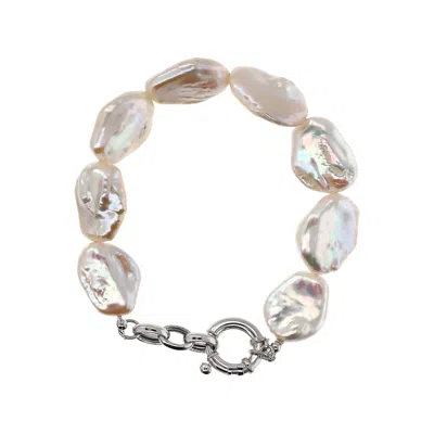 Unaloe Women's Elegant Baroque Pearl Bracelet With Freshwater Cultured Pearls And Sterling Silver Lobster C