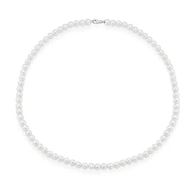 Unaloe Women's Elegant Five Millimeters Freshwater Pearl Necklace With Solid White Gold Clasp - Classic Bea