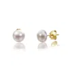 Unaloe Women's Elegant Gold-plated Silver Stud Earrings With Timeless Pearl In Gold