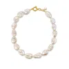 Unaloe Women's Elegant Long Necklace With Freshwater Cultured Baroque Pearls And Sterling Silver-gold Plate In Gold