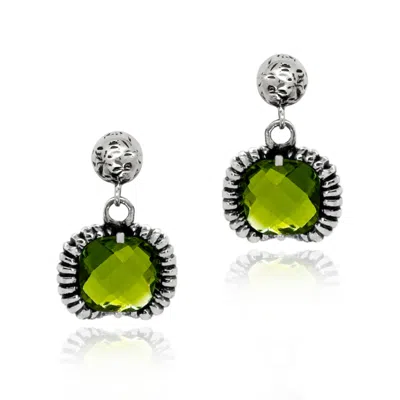 Unaloe Women's Fantasy Earrings Silver– Timeless Elegance With Green Crystal