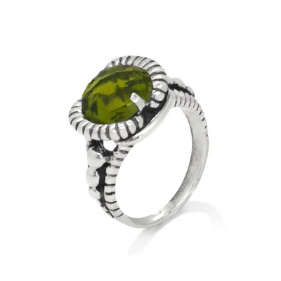 Unaloe Women's Fantasy Ring Silver– Timeless Elegance With Green Crystal