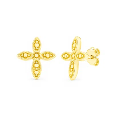 Unaloe Women's Floral Cross Stud Earrings – Gold Vermeil