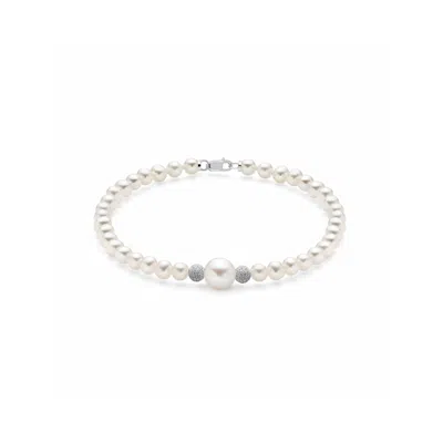 Unaloe Women's Freshwater Pearl Bracelet With Eighteen Kt White Gold And Safe Clasp