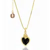 Unaloe Women's Gold / Black Gold-plated Necklace With Black Heart Pendant