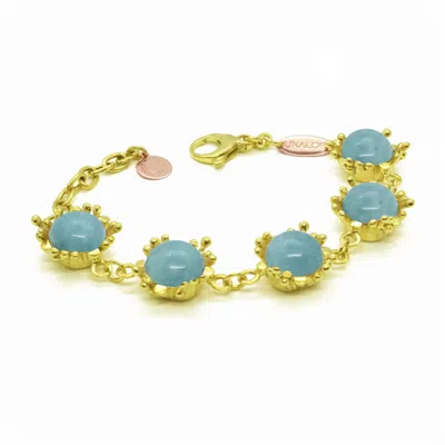 Unaloe Women's Gold / Blue Bracelet Ribes Gold Plated With Natural Amazonite In Multi