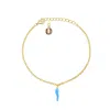 Unaloe Women's Gold / Blue Elegant Sky Blue Horn Bracelet In Sterling Silver Or Gold Vermeil – Handcrafted 