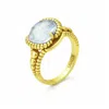 Unaloe Women's Gold / Blue Handcrafted Sterling Silver-gold Plated Ring With Sky Blue Zircon –  Made  In Multi