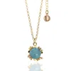 Unaloe Women's Gold / Blue Ribes Necklace In Sterling Silver, Gold Plated With Natural Amazonite In Multi