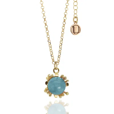 Unaloe Women's Gold / Blue Ribes Necklace In Sterling Silver, Gold Plated With Natural Amazonite In Multi