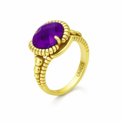 Unaloe Women's Gold / Green Handcrafted Sterling Silver-gold Plated Ring With Green Zircon –  Made In In Multi