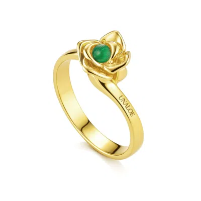 Unaloe Women's Gold / Green Magnifica Silver Ring, Gold-plated Emerald In Multi