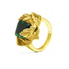 Unaloe Women's Gold / Green Ring In Sterling Silver-gold Plated With Green Zirconia – Coleus Quadratus - Un In Multi