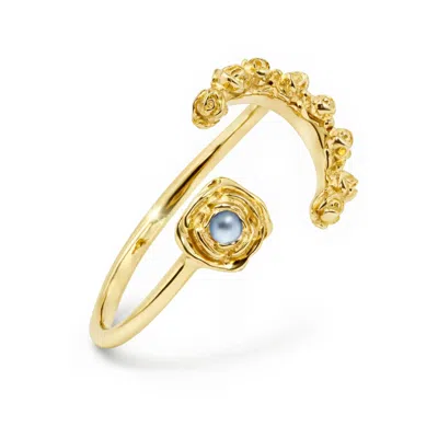 Unaloe Women's Gold / Neutrals Moon Rose Open Bracelet In  Gold Vermeil With Natural Hard Stone – Handmade 