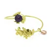 Unaloe Women's Gold / Pink Natural Queen Silver Bracelet, Gold-plated With Natural Amethyst In Multi