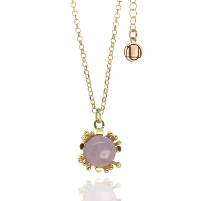 Unaloe Women's Gold / Pink Ribes Necklace In Sterling Silver, Gold Plated With Natural Kunzite In Multi