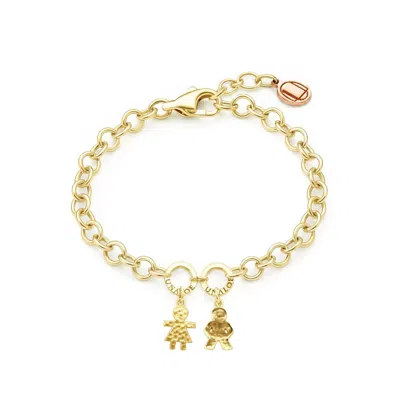 Unaloe Women's Gold Plated Bracelet With Two Baby Charms