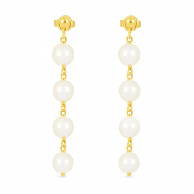Unaloe Women's Gold-plated Drop Earrings With Pearls