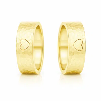 Unaloe Women's Gold Plated Hammered Heart Engraved Couple Rings – Matching Promise Bands For Him & Her, Han