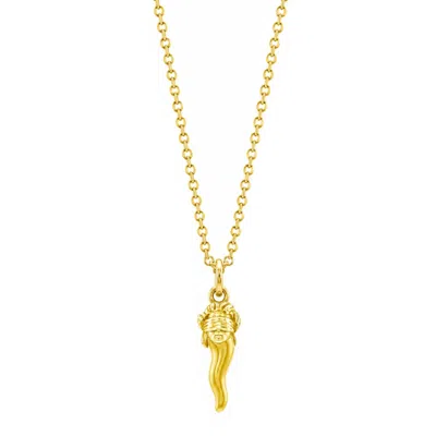 Unaloe Women's Gold Plated  See No Evil Italian Horn Pendant Necklace