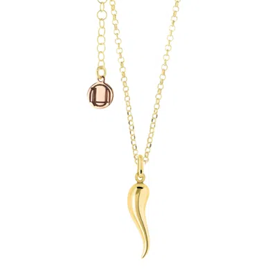 Unaloe Women's Gold-plated Silver Enamel Cornicello Necklace – Italian Handmade Good Luck Charm
