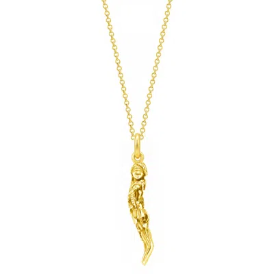 Unaloe Women's Gold Plated Sterling Silver Blindfold Goddess Italian Horn Pendant Necklace