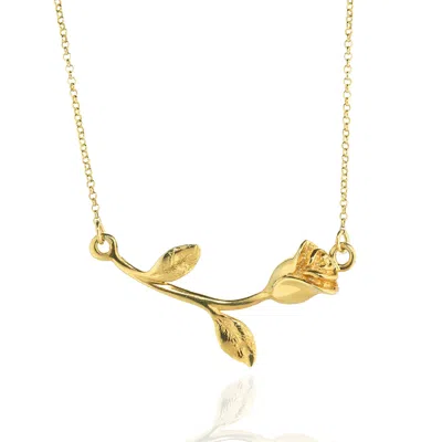 Unaloe Women's Gold-plated Sterling Silver Rose Stem Necklace