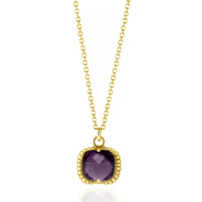 Unaloe Women's Gold / Purple Gold Plated Sterling Silver Purple Crystal Pendant – Elegant Amethyst Tone Sta In Multi