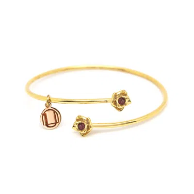 Unaloe Women's Gold / Red Bracelet Magnifica Gold Plated With Natural Ruby In Multi