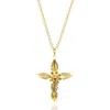Unaloe Women's Gold / Red Cross Amen Necklace Gold-plated With Natural Ruby In Multi