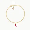 Unaloe Women's Gold / Red Gold-plated Silver Bracelet With Red Horn Pendant