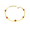 Unaloe Women's Gold / Red Gold-plated Sterling Silver Chain Bracelet With Natural Red Coral